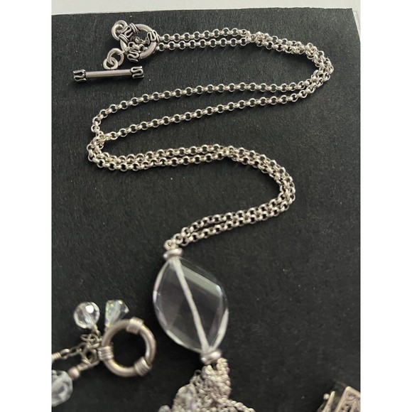 STERLING SILVER Crystal Rock NECKLACE 23” W/Bracelet 7.5” Set - Picture 5 of 16